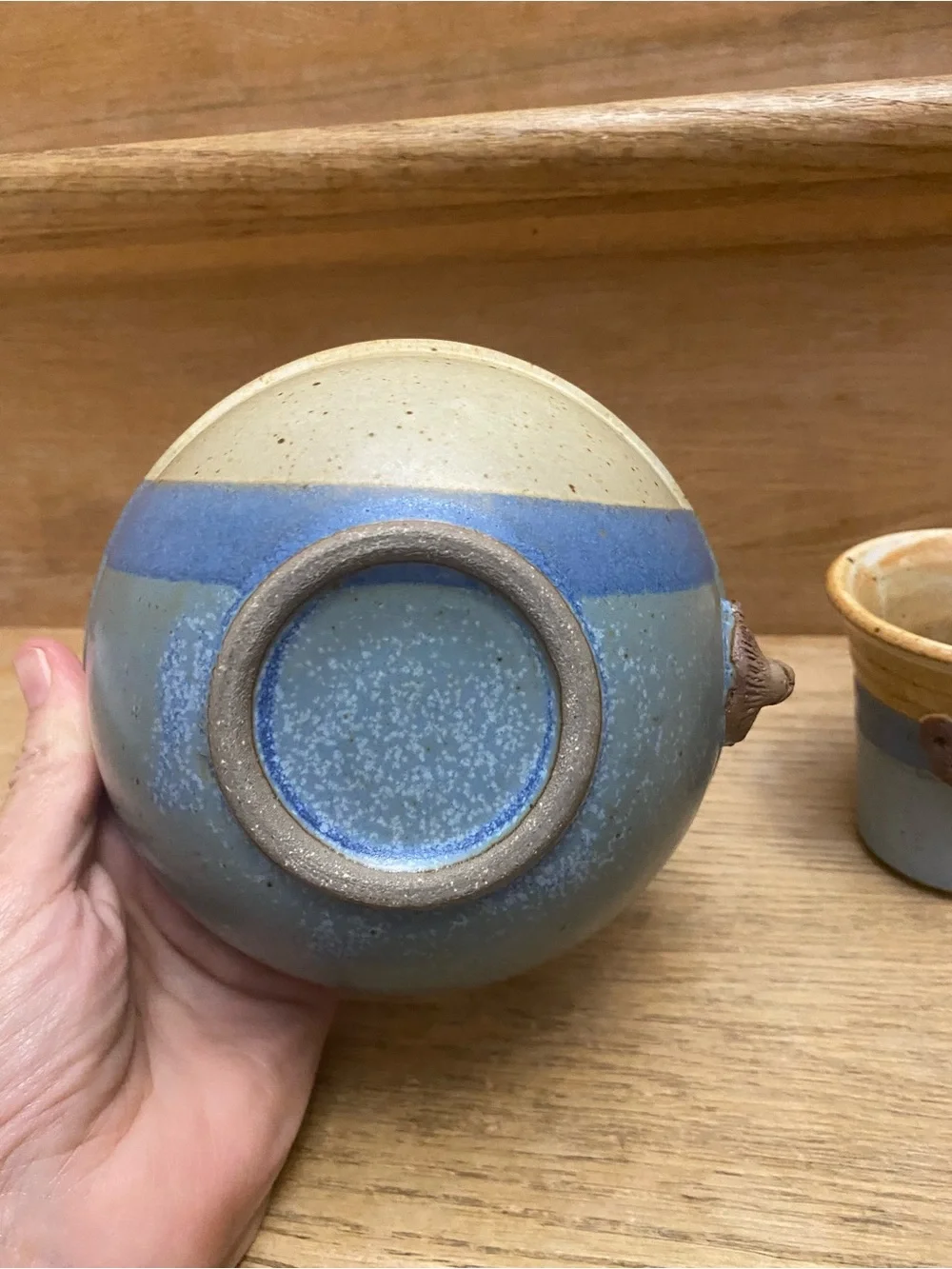 Handmade Stoneware Mug And Bowl Pottery Set With Teddy Bear Detailing Country